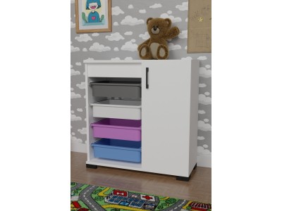 Шкаф за играчки с кошници за съхранение FD-TC4BWTHDR (бяло)